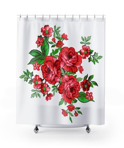 Vintage Rose Shower Curtain - Romantic Design with Red Roses for Your Bathroom 