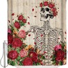 Vintage Rose Skull Hand-Painted Sheet Music Waterproof Shower Curtain