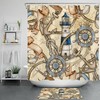 Vintage Rudder Anchor Shower Curtain with Nautical Theme - Retro Bathroom Accessories Set