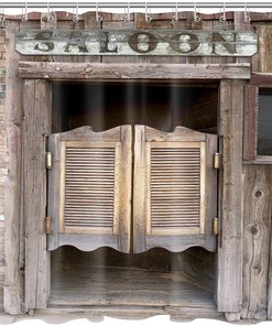 Vintage Rustic Country Farmhouse Saloon Bar Cowboy Shower Curtain for Bathroom
