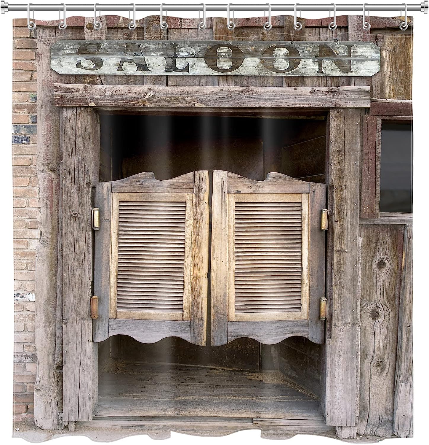 Vintage Rustic Country Farmhouse Saloon Bar Cowboy Shower Curtain for Bathroom