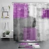 Vintage Rustic Shower Curtain with Purple Geometric Pattern for a Cozy Bathroom