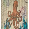 Vintage Seaweed Seabed Bath Curtain with Conch and Sea Animals - Retro Shower Curtain for Hotel or Restroom
