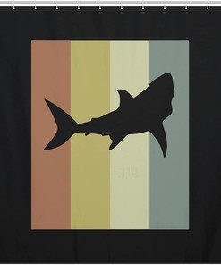 Vintage Shark Shower Curtain - Fabric Bath Curtains with Shark Design for a Playful Bathroom