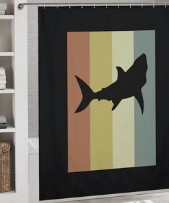 Vintage Shark Shower Curtain - Fabric Bath Curtains with Shark Design for a Playful Bathroom 