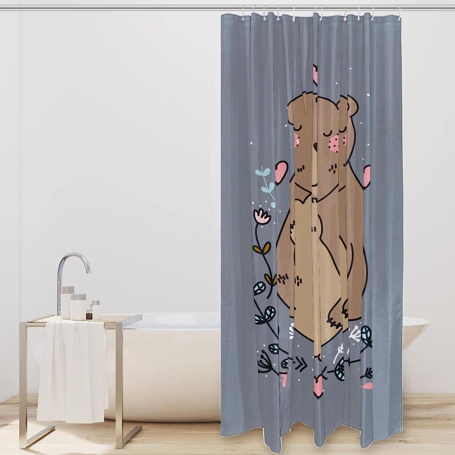 Vintage Shower Curtain With Bear Print Design, Perfect For Rustic Lodge Or Cabin Bathrooms - Image 2