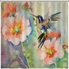 Vintage Shower Curtain with Cute Birds Hummingbird and Flowers Print