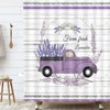 Vintage Shower Curtains - Purple Floral Lavender Flower on Truck Rustic