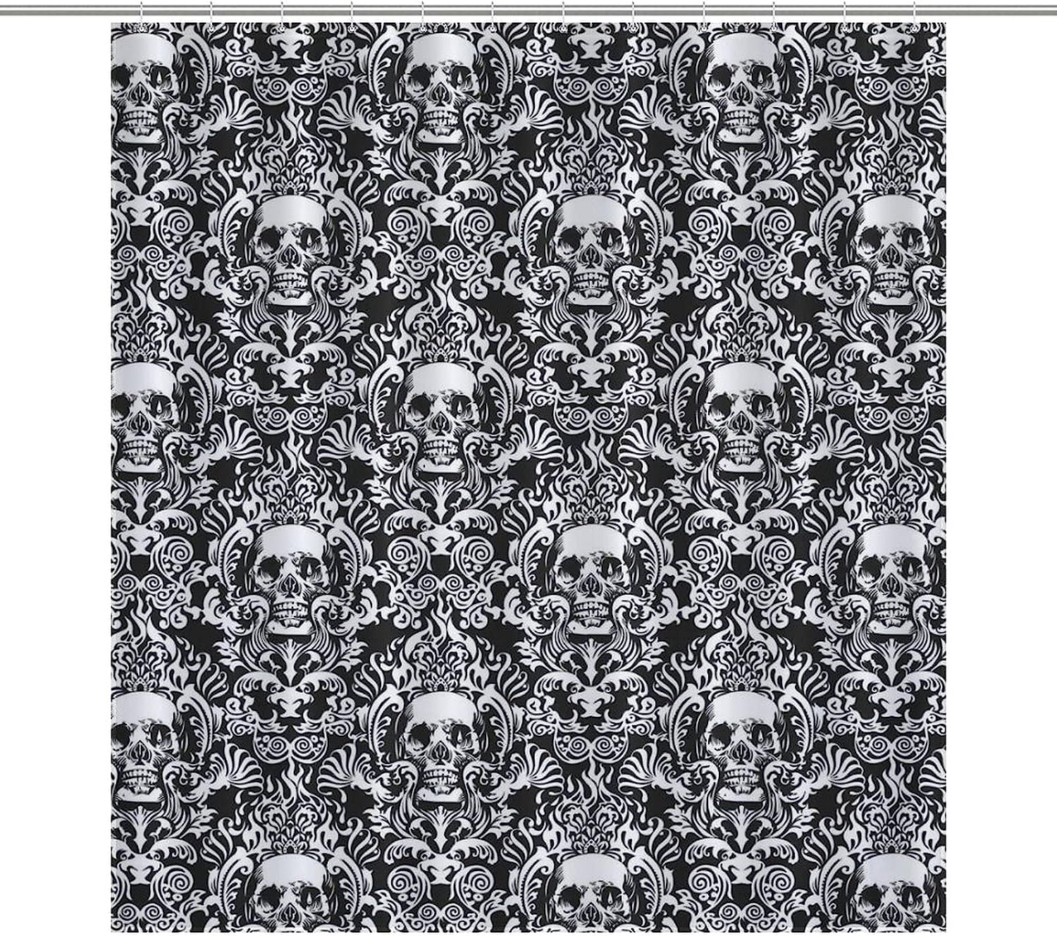 Vintage Skull Bathroom Shower Curtain - Durable and Washable Fabric for a Gothic Bathroom