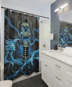 Vintage Skull Fabric Shower Curtain - Vintage Skull Bathroom Decor 