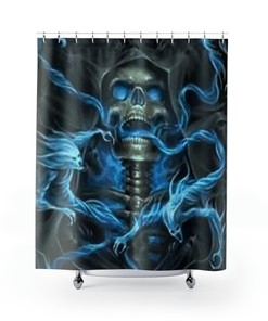 Vintage Skull Fabric Shower Curtain - Vintage Skull Bathroom Decor 