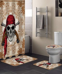 Vintage Skull Paisley Design Print Shower Curtain