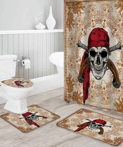 Vintage Skull Paisley Design Print Shower Curtain