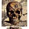 Vintage Skull and Floral Shower Curtain - Waterproof Fabric Bathroom Curtain with Retro Touch 