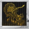 Vintage Sleipnir Odin Green Norse Vikings Shower Curtain Cover, 3D Print Waterproof for Bathroom/Laundry