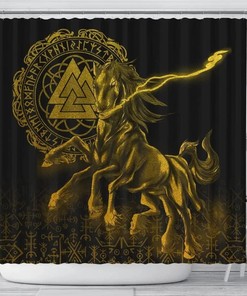 Vintage Sleipnir Odin Green Norse Vikings Shower Curtain Cover, 3D Print Waterproof for Bathroom/Laundry