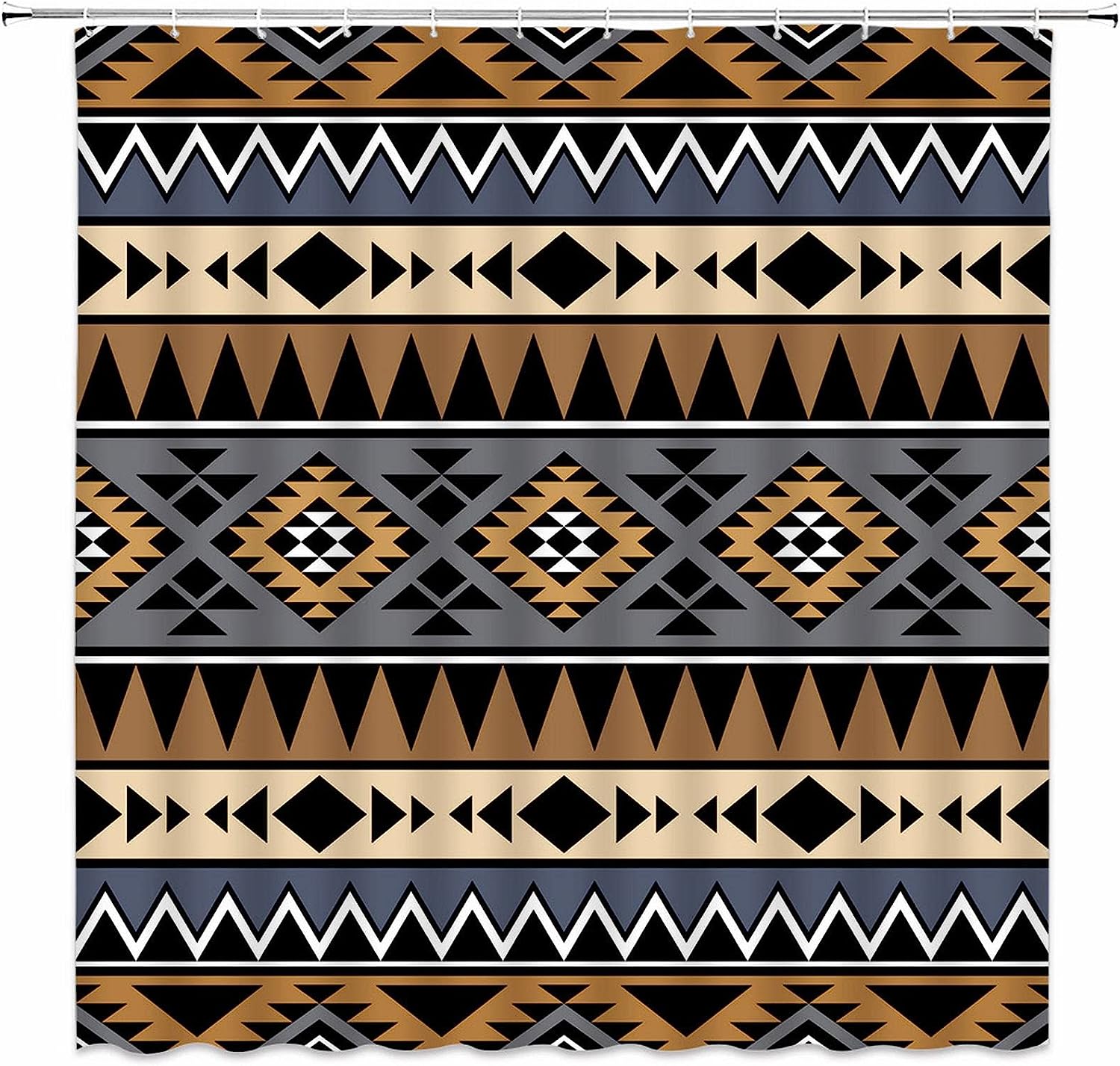 Vintage Southwest Navajo Geometric Shower Curtain, Boho Vintage Decor Bathroom
