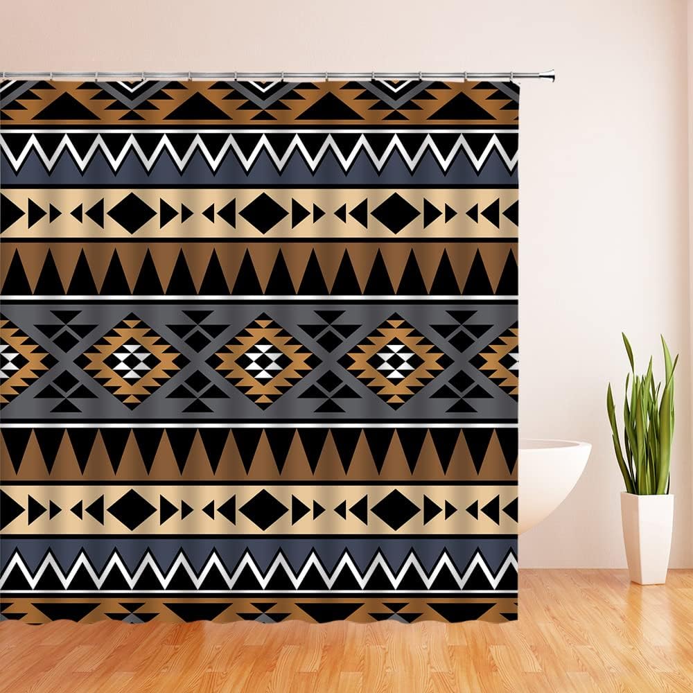 Vintage Southwest Navajo Geometric Shower Curtain, Boho Vintage Decor Bathroom - Image 2