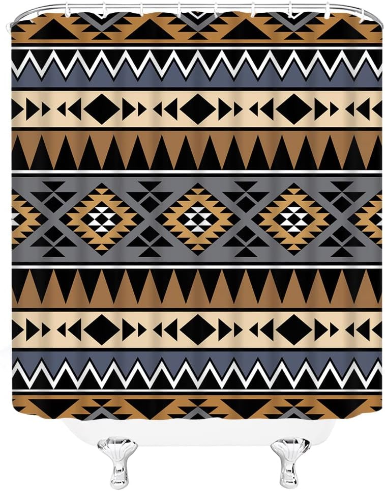 Vintage Southwest Navajo Geometric Shower Curtain, Boho Vintage Decor Bathroom - Image 3