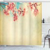Vintage Spring Sakura Print Shower Curtain For Elegant Bathroom Design