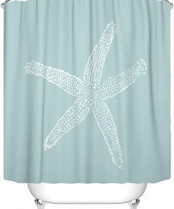 Vintage Starfish Illustration Shower Curtain For A Seaside Bathroom