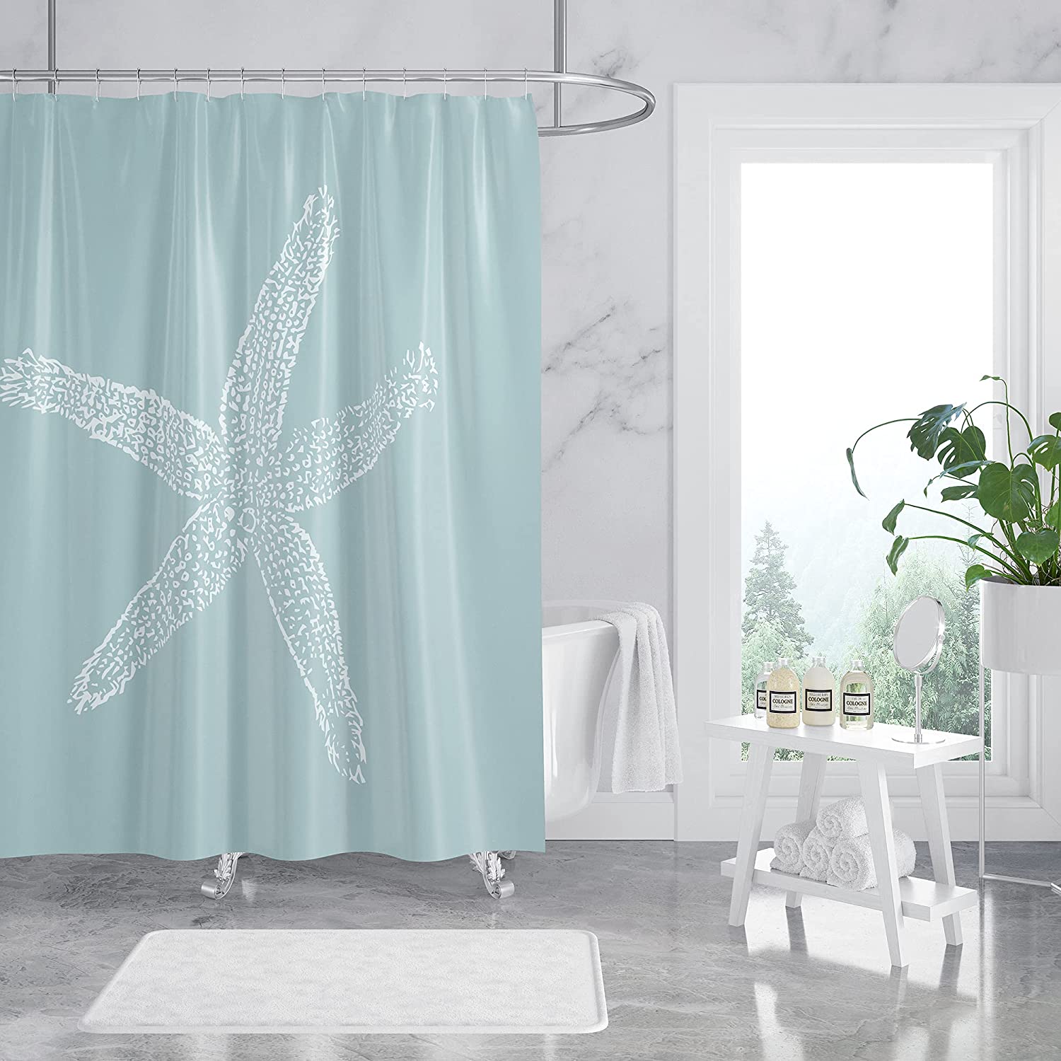 Vintage Starfish Illustration Shower Curtain For A Seaside Bathroom - Image 4