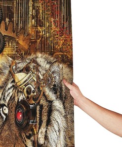 Vintage Steampunk Tiger Art Shower Curtain for Glamorous Bathroom Decor