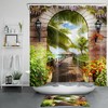 Vintage Stone Arch Shower Curtain - Ocean, Garden and Flower Design for a Roman-Inspired Bathroom 