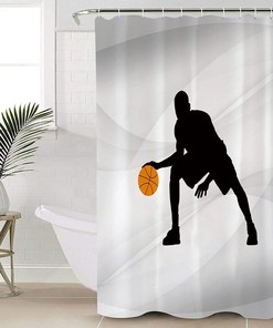 Vintage Style Basketball Player Silhouette Shower Curtain for Bathroom Decor