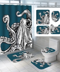 Vintage Style Cartoon Forest Mushroom House Waterproof Fabric Bathroom Shower Curtain