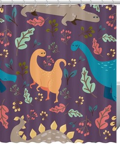 Vintage Style Dinosaur Shower Curtain For A Timeless Look
