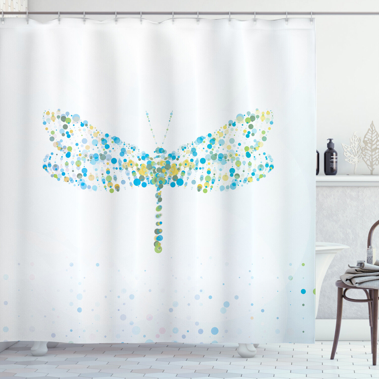 Vintage Style Dragonfly Shower Curtain For Bathroom