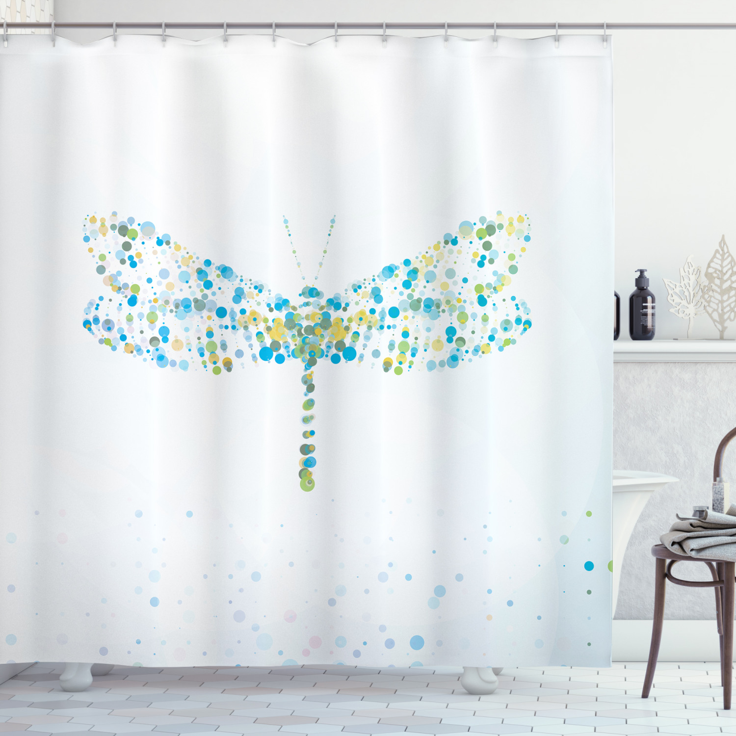 Vintage Style Dragonfly Shower Curtain For Bathroom - Image 3