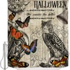 Vintage Style Halloween Illustration With Owl, Butterflies And Pumpkins Shower Curtain