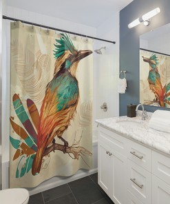 Vintage Style Hand-Drawn Bird Shower Curtain