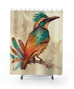 Vintage Style Hand-Drawn Bird Shower Curtain