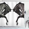 Vintage Style Horse Heads Print Shower Curtain for an Antique Bathroom