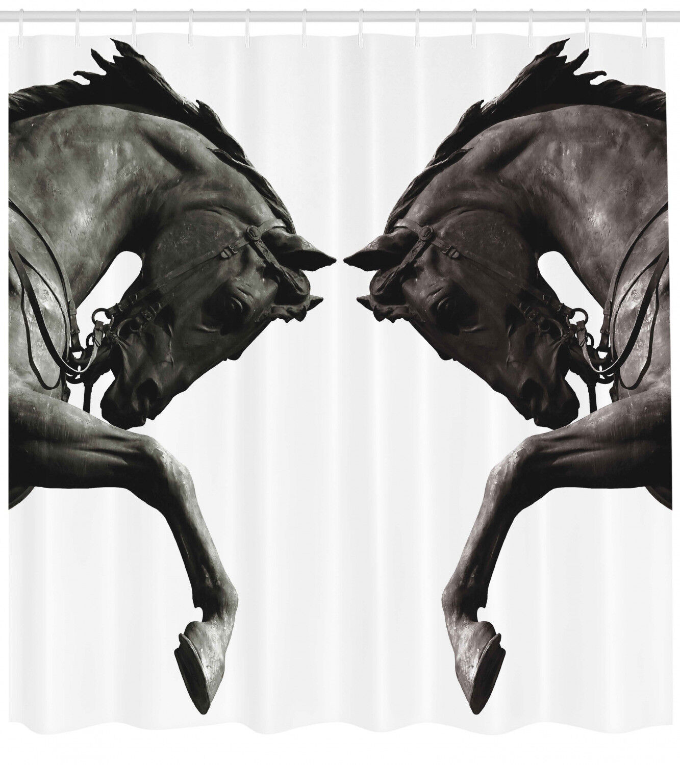 Vintage Style Horse Heads Print Shower Curtain for an Antique Bathroom