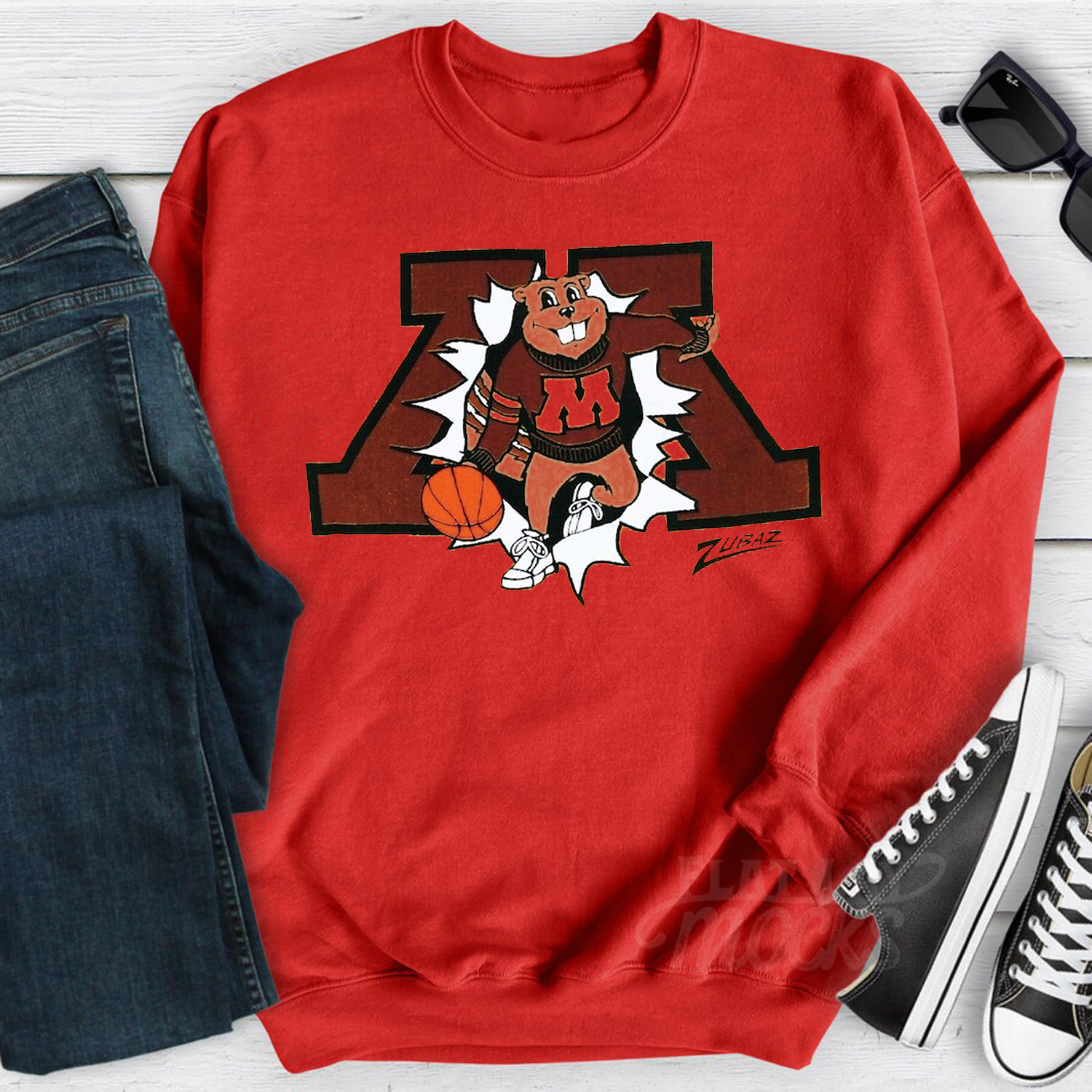Vintage Style Minnesota Golden Gophers Zubaz T-Shirt - Barn Stormers NCAA Sweatshirt