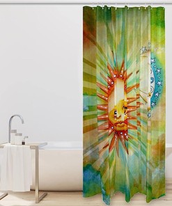 Vintage Style Sun and Moon Celestial Shower Curtain for a Cozy Bathroom