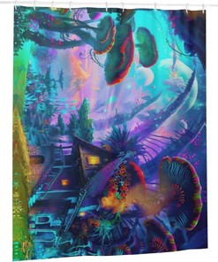 Vintage Style Trippy Mushroom Shower Curtain with 3D Fashion Design Print