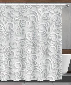 Vintage Style Tropical Flower Pattern Shower Curtain For A Lovely And Relaxing Bathtub Decor