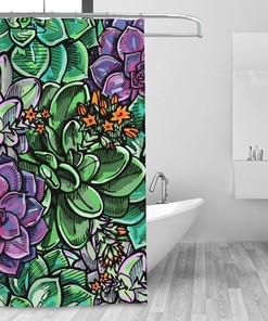 Vintage Succulents Cactus Art Shower Curtain with Rustic Bathroom Decor