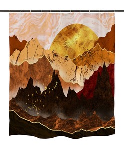 Vintage Sun Fabric Waterproof Abstract Sun Shower Curtain for Bathroom Decor