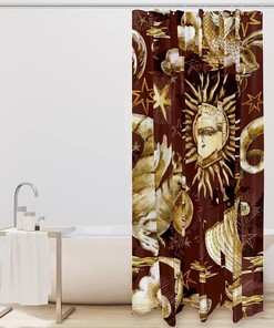 Vintage Sun, Stars and Sailboat Shower Curtain - Retro Design that Adds a Touch of Nature to Your Bathroom