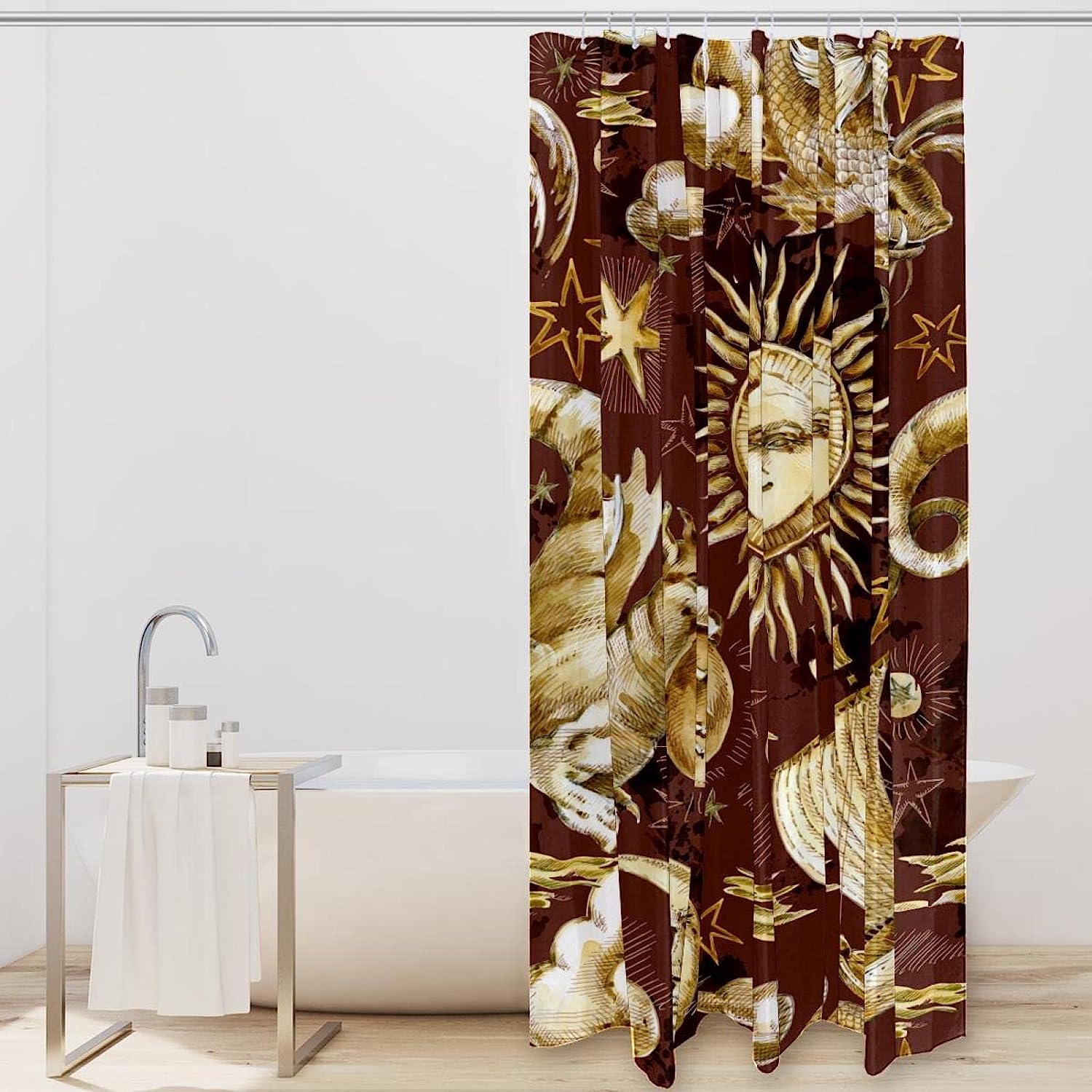 Vintage Sun, Stars and Sailboat Shower Curtain - Retro Design that Adds a Touch of Nature to Your Bathroom