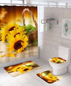 Vintage Sunflower Flower Waterproof Shower Curtain for A Nostalgic Bathroom Look