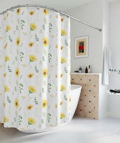 Vintage Sunflower Print Shower Curtain to Bring A Retro Feeling to Your Bathroom