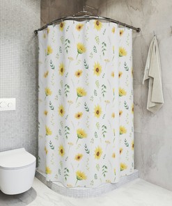 Vintage Sunflower Print Shower Curtain to Bring A Retro Feeling to Your Bathroom