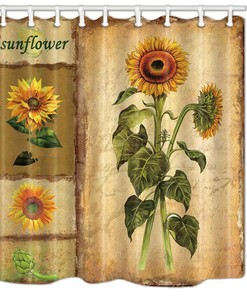 Vintage Sunflower Shower Curtain - Creative Fabric Design for a Modern Bathroom 
